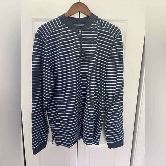 Nautica Mens Striped Navy & White Pullover Sz Large - Picture 1 of 8